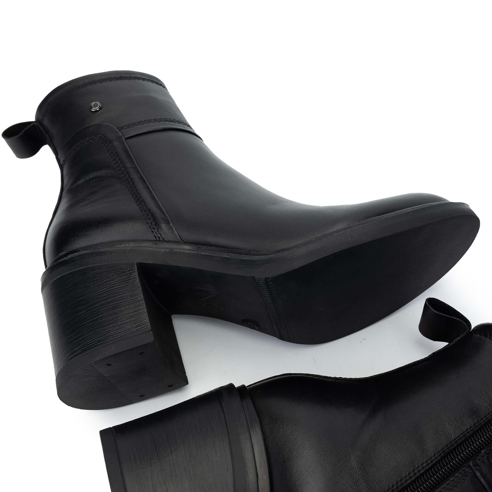 Tamer Tanca Kadın Hakiki Deri Siyah Deri Topuklu Bot