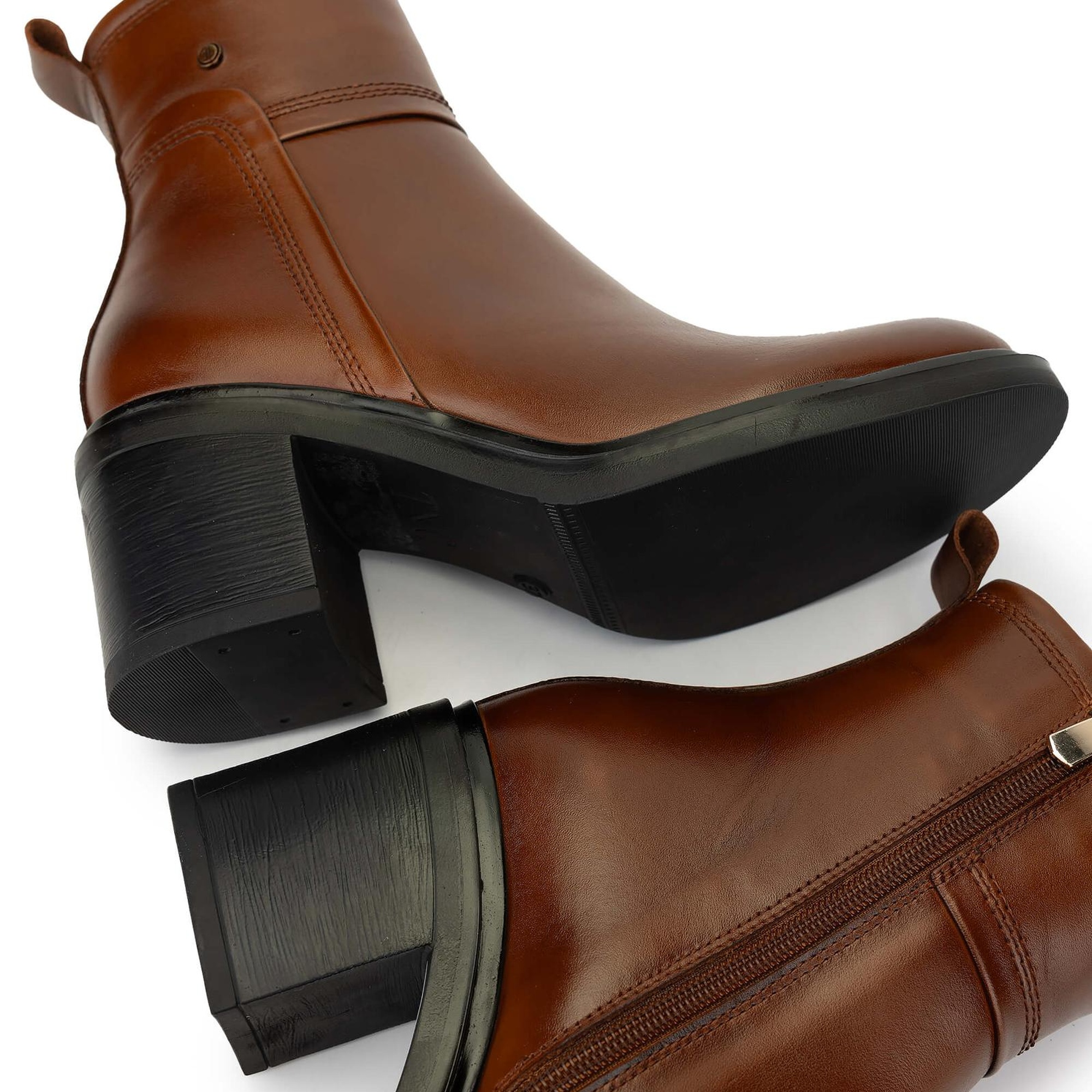 Tamer Tanca Kadın Hakiki Deri Taba Deri Topuklu Bot