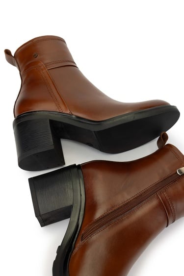  Tamer Tanca Kadın Hakiki Deri Taba Deri Topuklu Bot