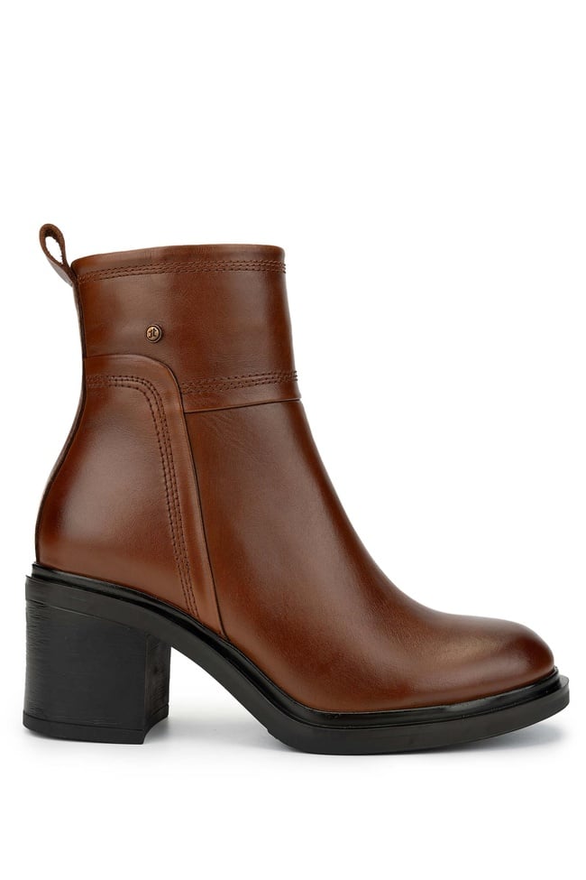  Tamer Tanca Kadın Hakiki Deri Taba Deri Topuklu Bot