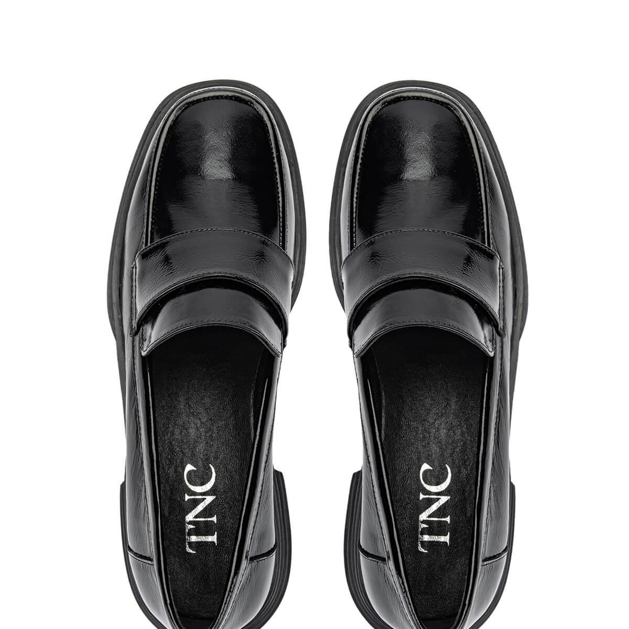 Tamer Tanca Kadın Hakiki Deri Siyah Rugan Loafer Ayakkabı