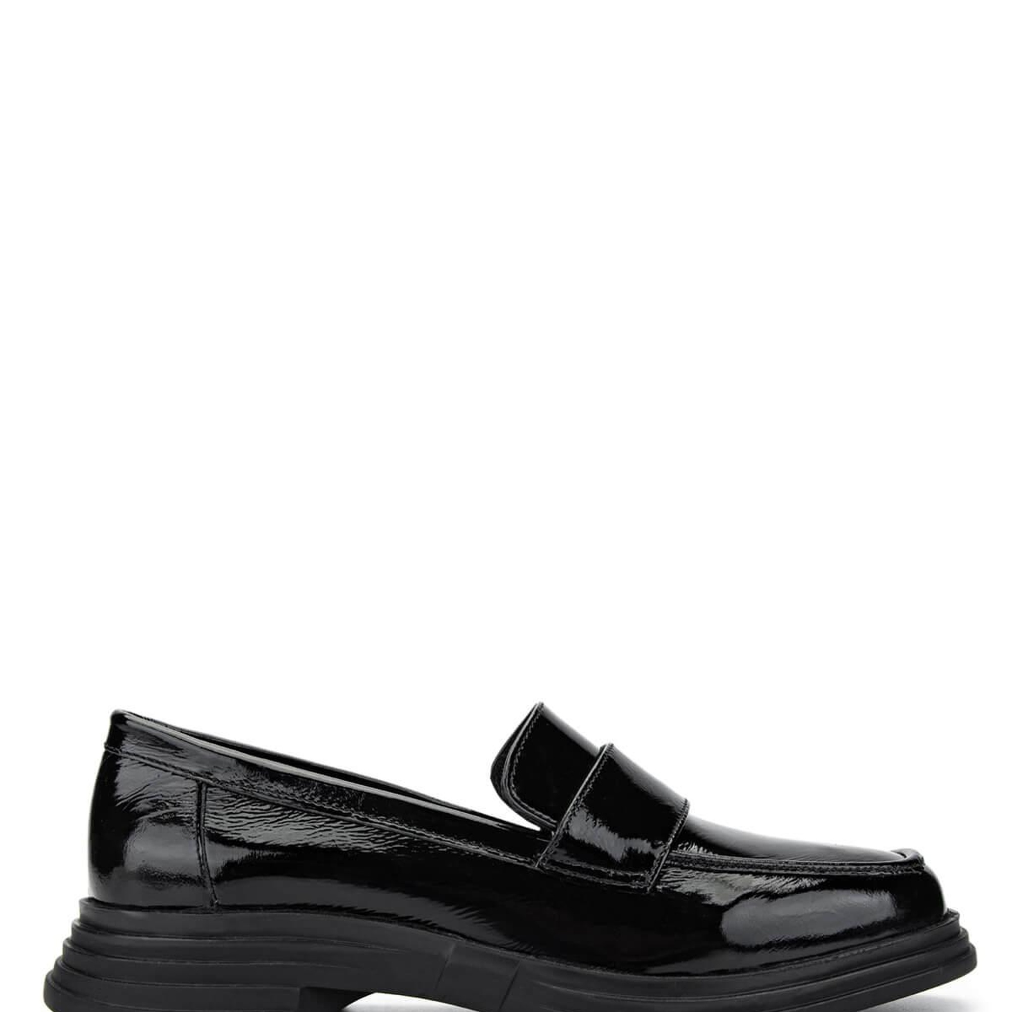 Tamer Tanca Kadın Hakiki Deri Siyah Rugan Loafer Ayakkabı