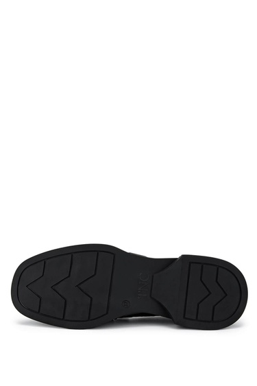  Tamer Tanca Kadın Hakiki Deri Siyah Rugan Loafer Ayakkabı