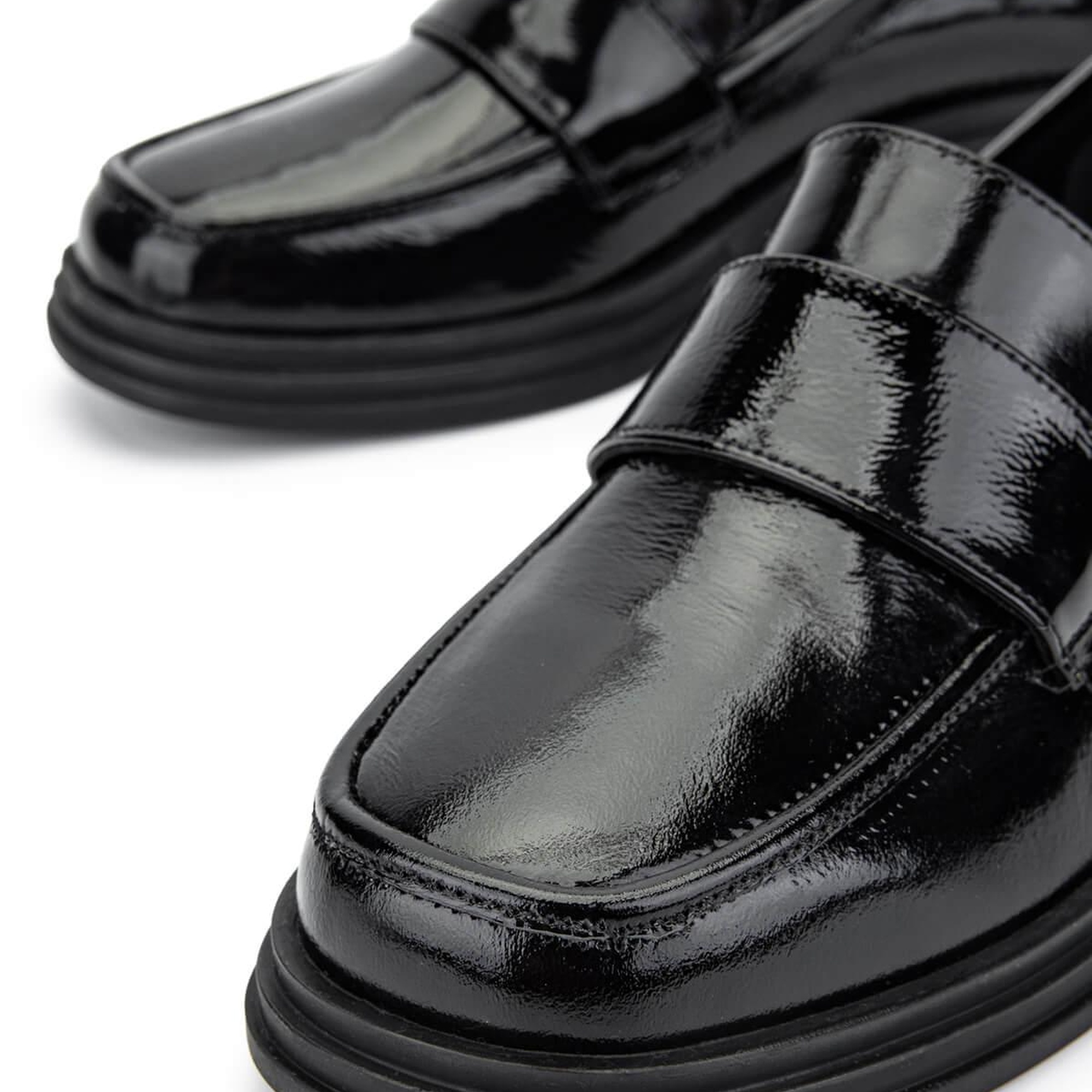 Tamer Tanca Kadın Hakiki Deri Siyah Rugan Loafer Ayakkabı