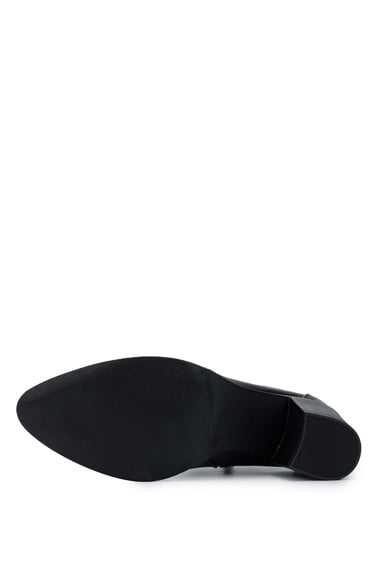  Tamer Tanca Kadın Vegan Siyah Deri Topuklu Bot