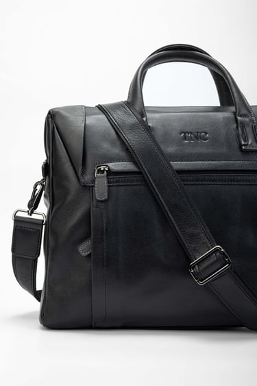  Tamer Tanca Erkek Hakiki Deri Siyah/Gri Evrak Çantası