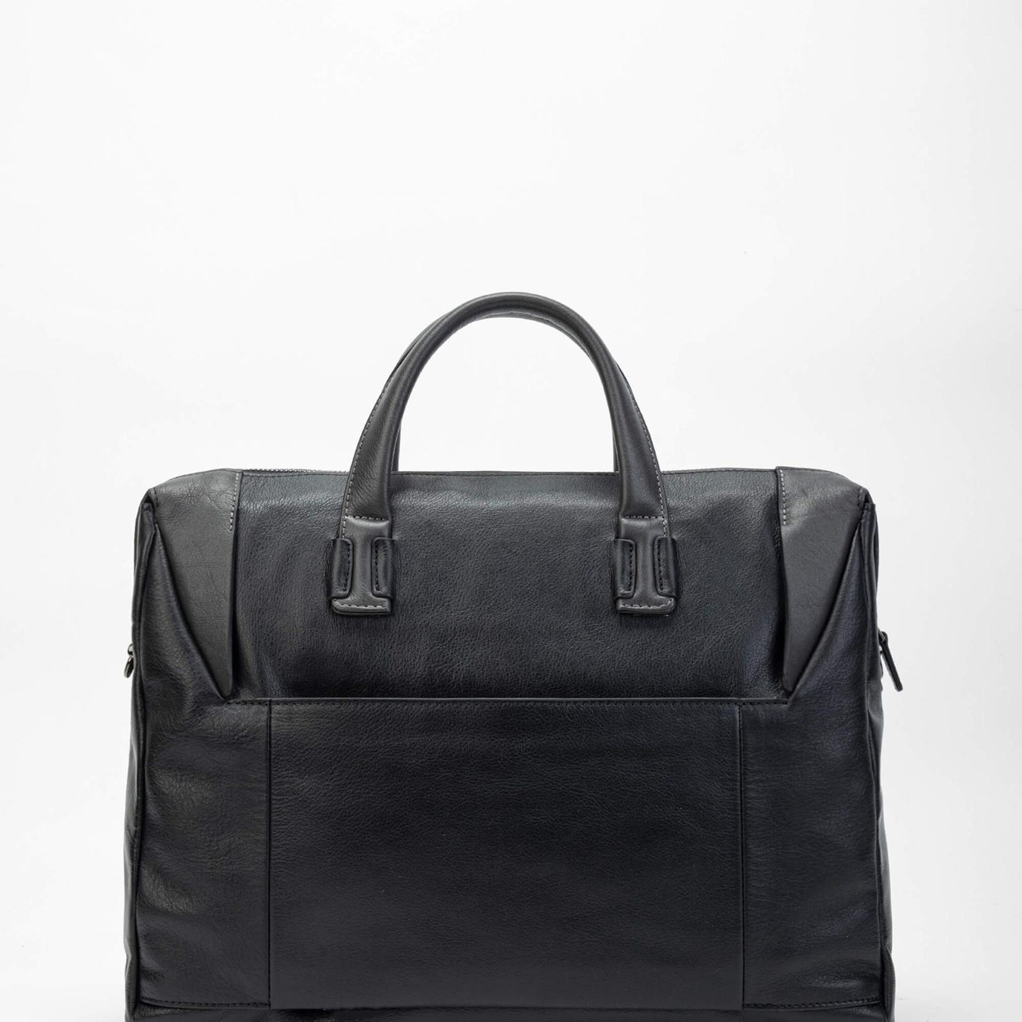 Tamer Tanca Erkek Hakiki Deri Siyah/Gri Evrak Çantası