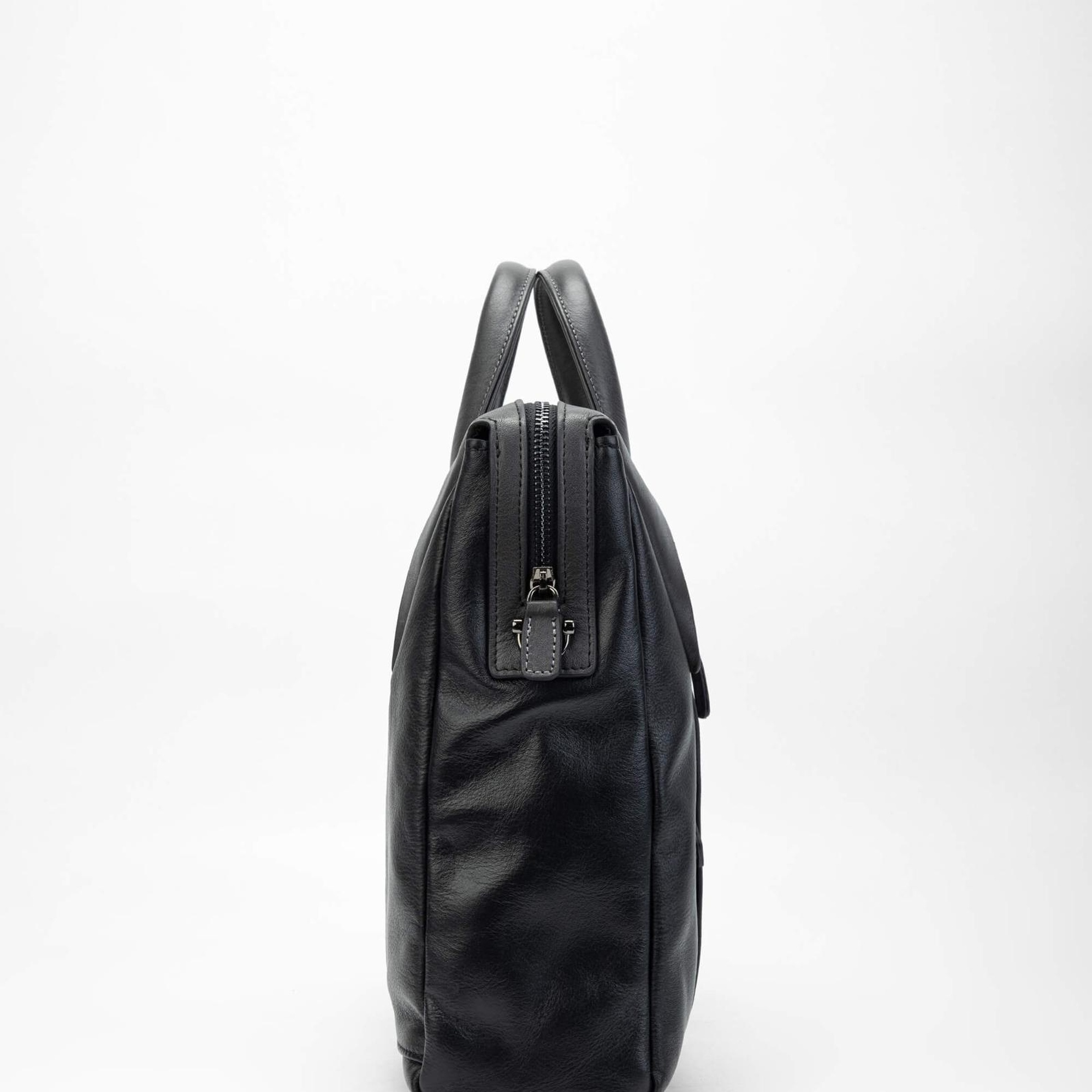 Tamer Tanca Erkek Hakiki Deri Siyah/Gri Evrak Çantası