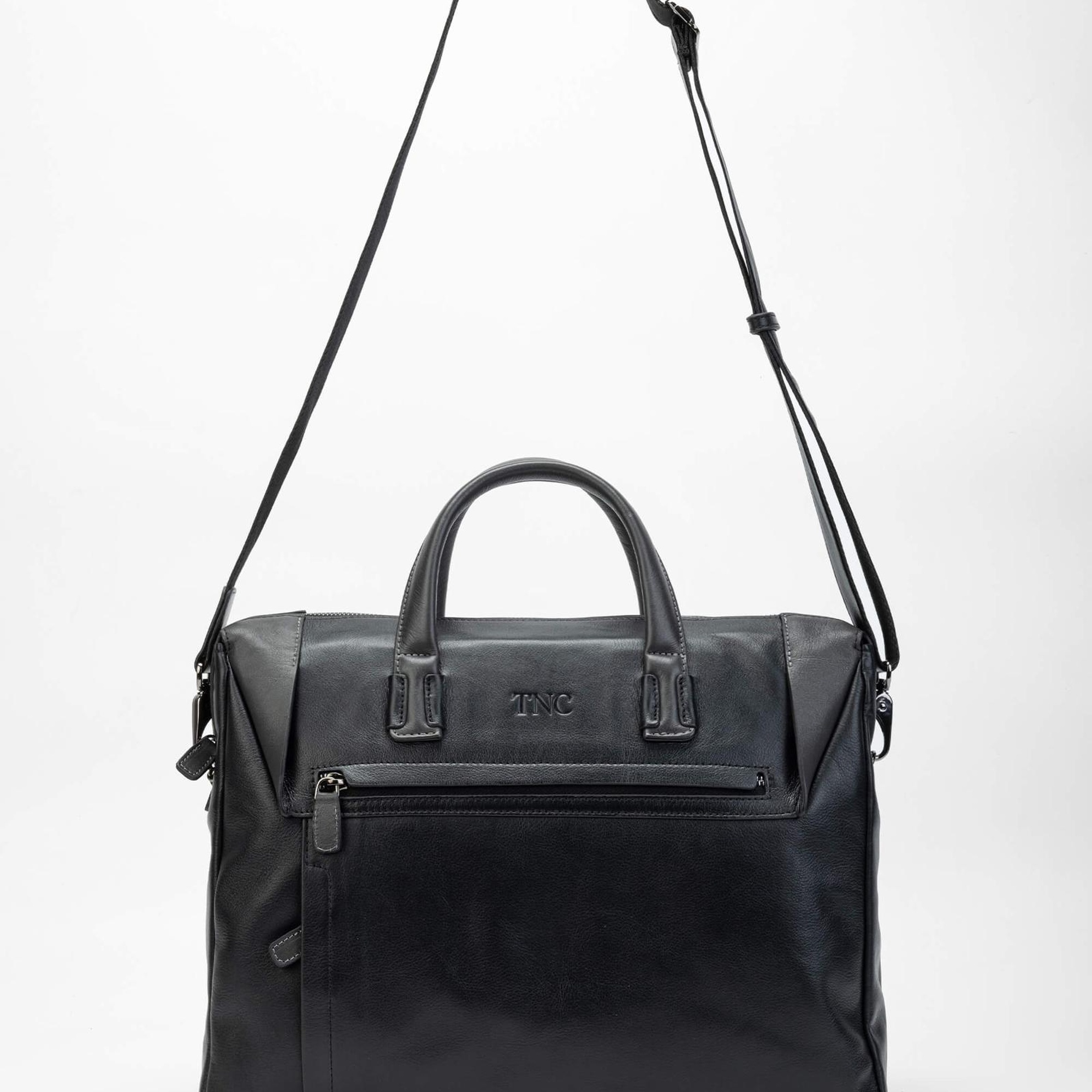 Tamer Tanca Erkek Hakiki Deri Siyah/Gri Evrak Çantası