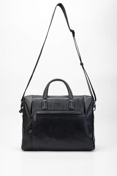  Tamer Tanca Erkek Hakiki Deri Siyah/Gri Evrak Çantası