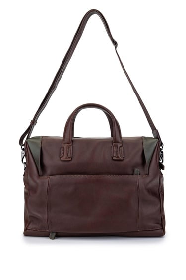  Tamer Tanca Erkek Hakiki Deri Kestane/Yeşil Evrak Çantası