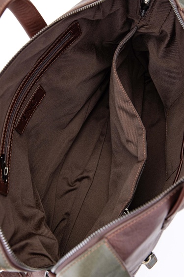  Tamer Tanca Erkek Hakiki Deri Kestane/Yeşil Evrak Çantası