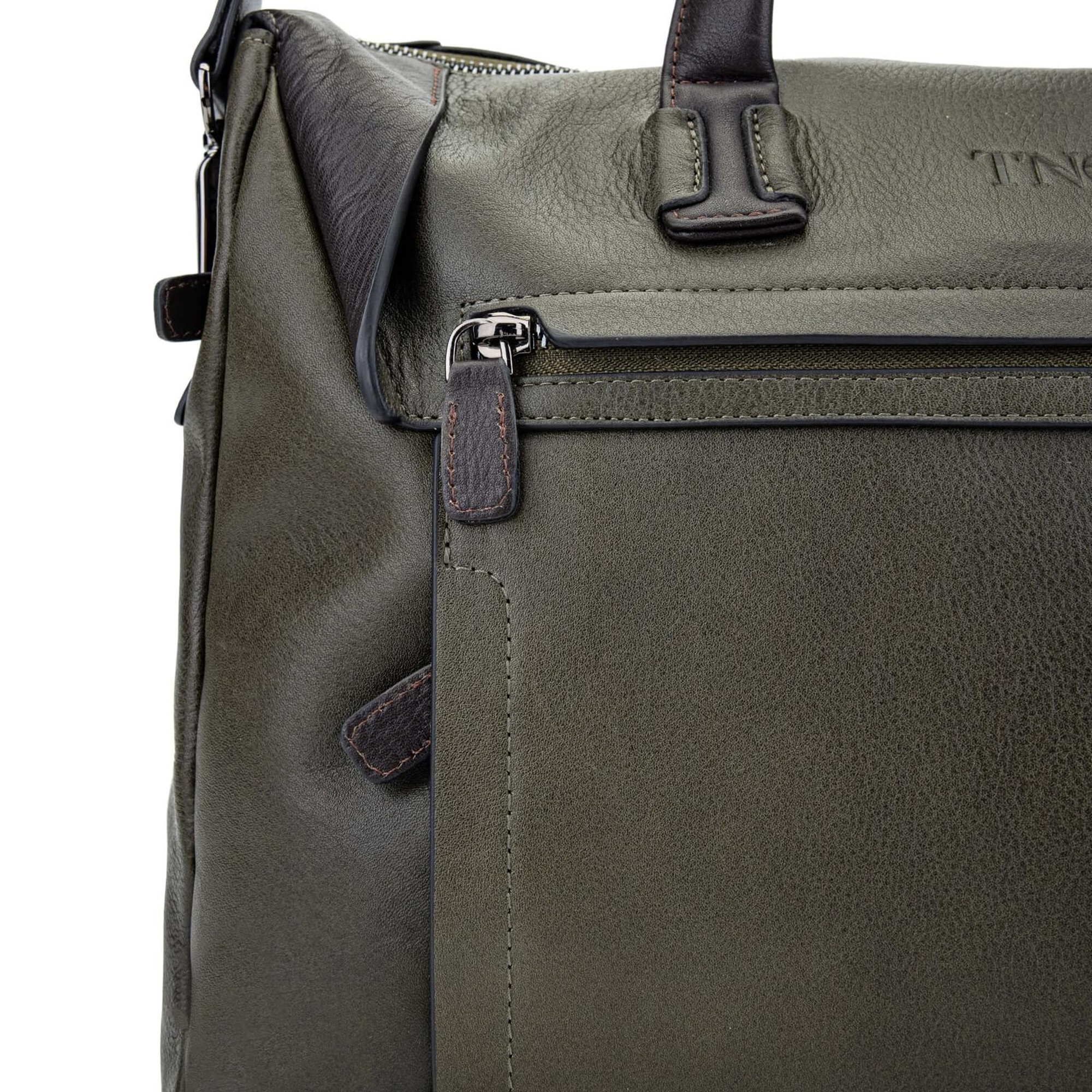 Tamer Tanca Erkek Hakiki Deri Yeşil Evrak Çantası