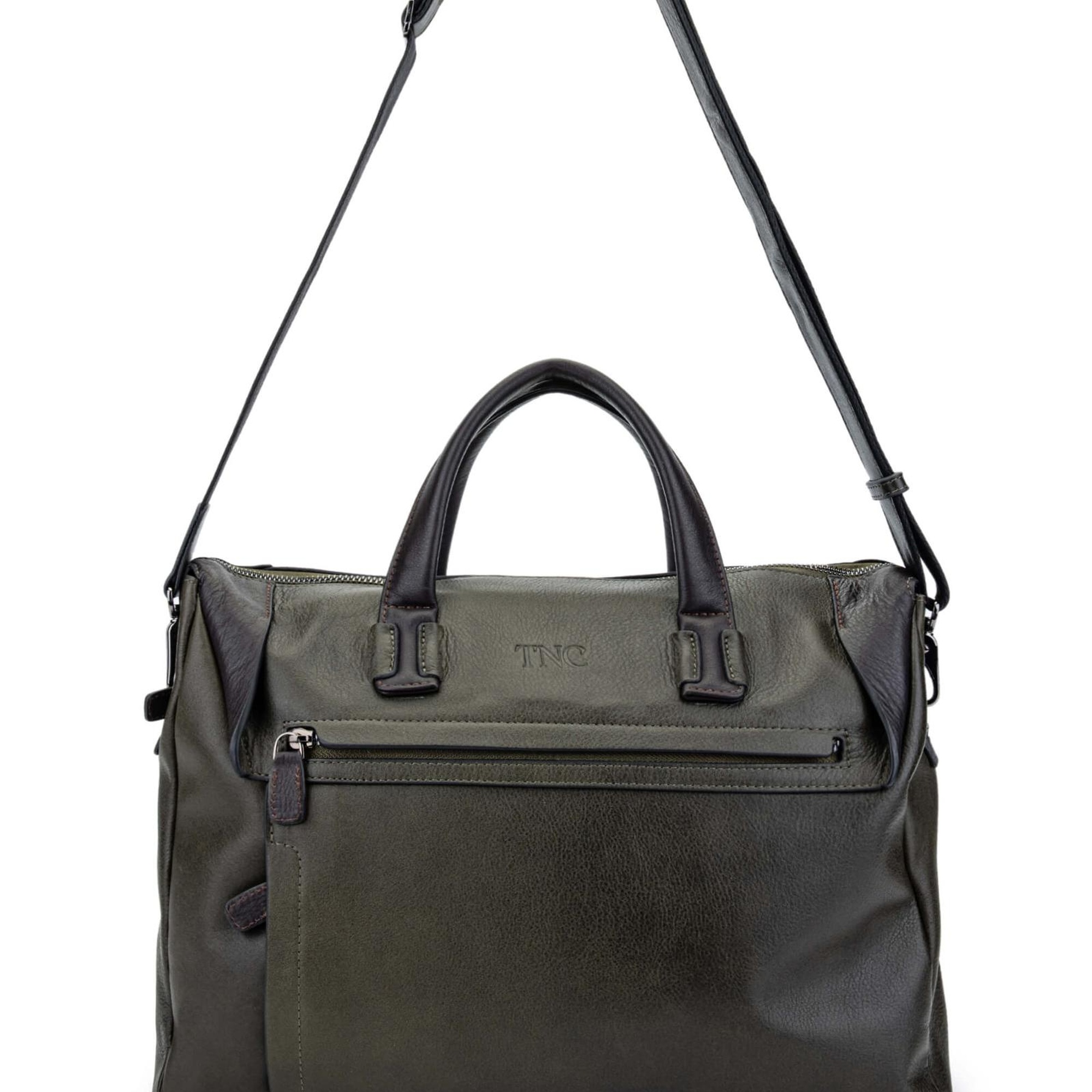 Tamer Tanca Erkek Hakiki Deri Yeşil Evrak Çantası