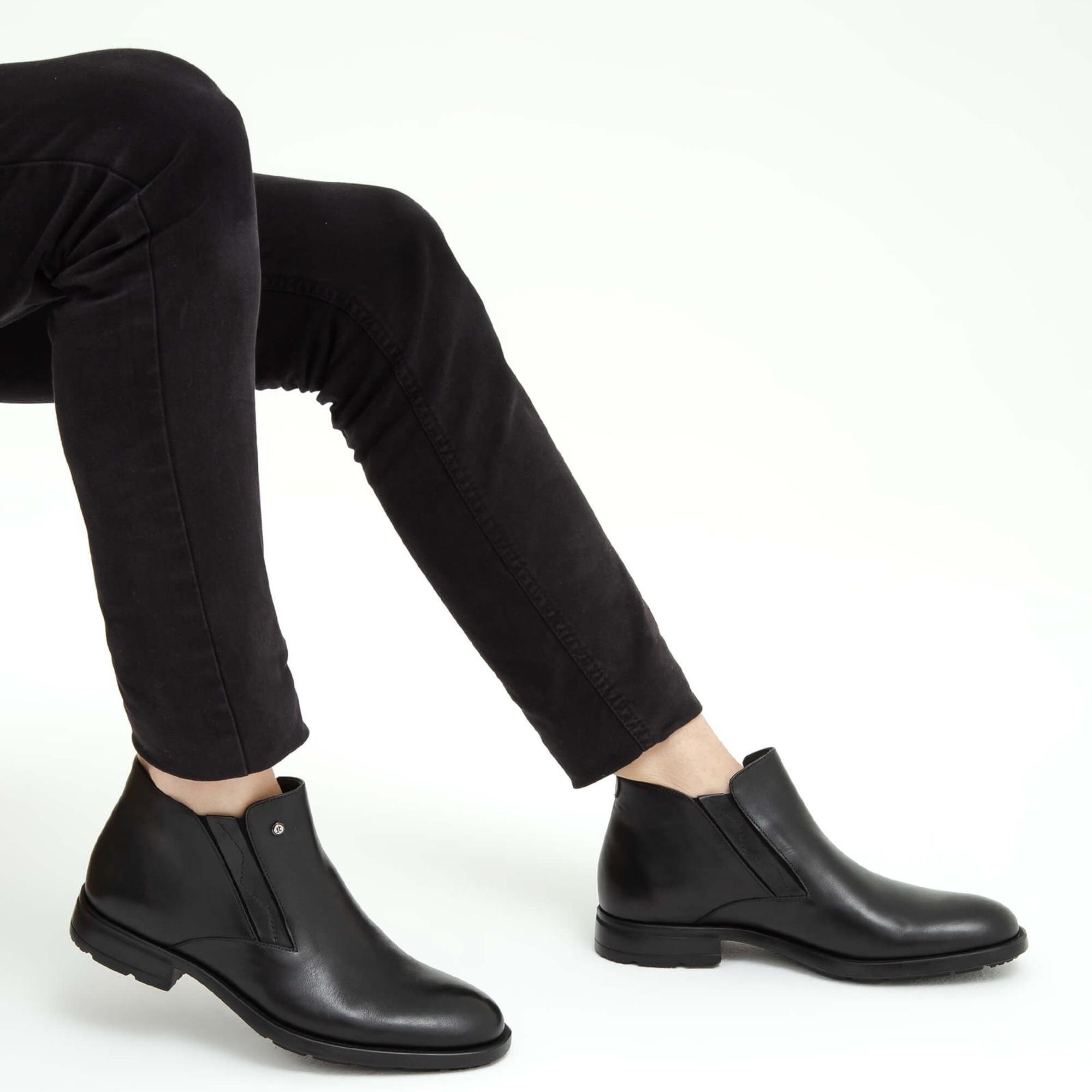 Tamer Tanca Erkek Hakiki Deri Siyah Casual Bot