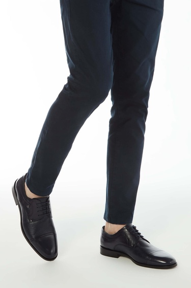  Tamer Tanca Erkek Hakiki Deri Lacivert Klasik Ayakkabı