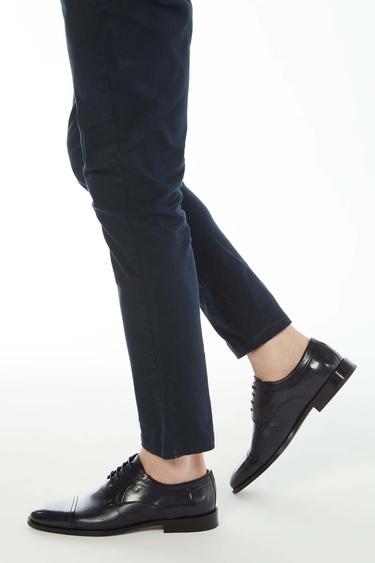  Tamer Tanca Erkek Hakiki Deri Lacivert Klasik Ayakkabı