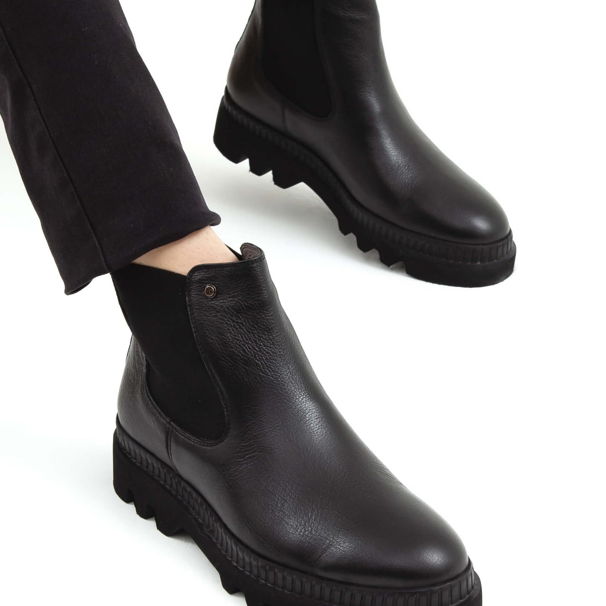 Tamer Tanca Erkek Hakiki Deri Siyah Deri Casual Bot