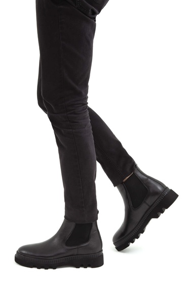  Tamer Tanca Erkek Hakiki Deri Siyah Deri Casual Bot