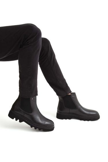  Tamer Tanca Erkek Hakiki Deri Siyah Deri Casual Bot