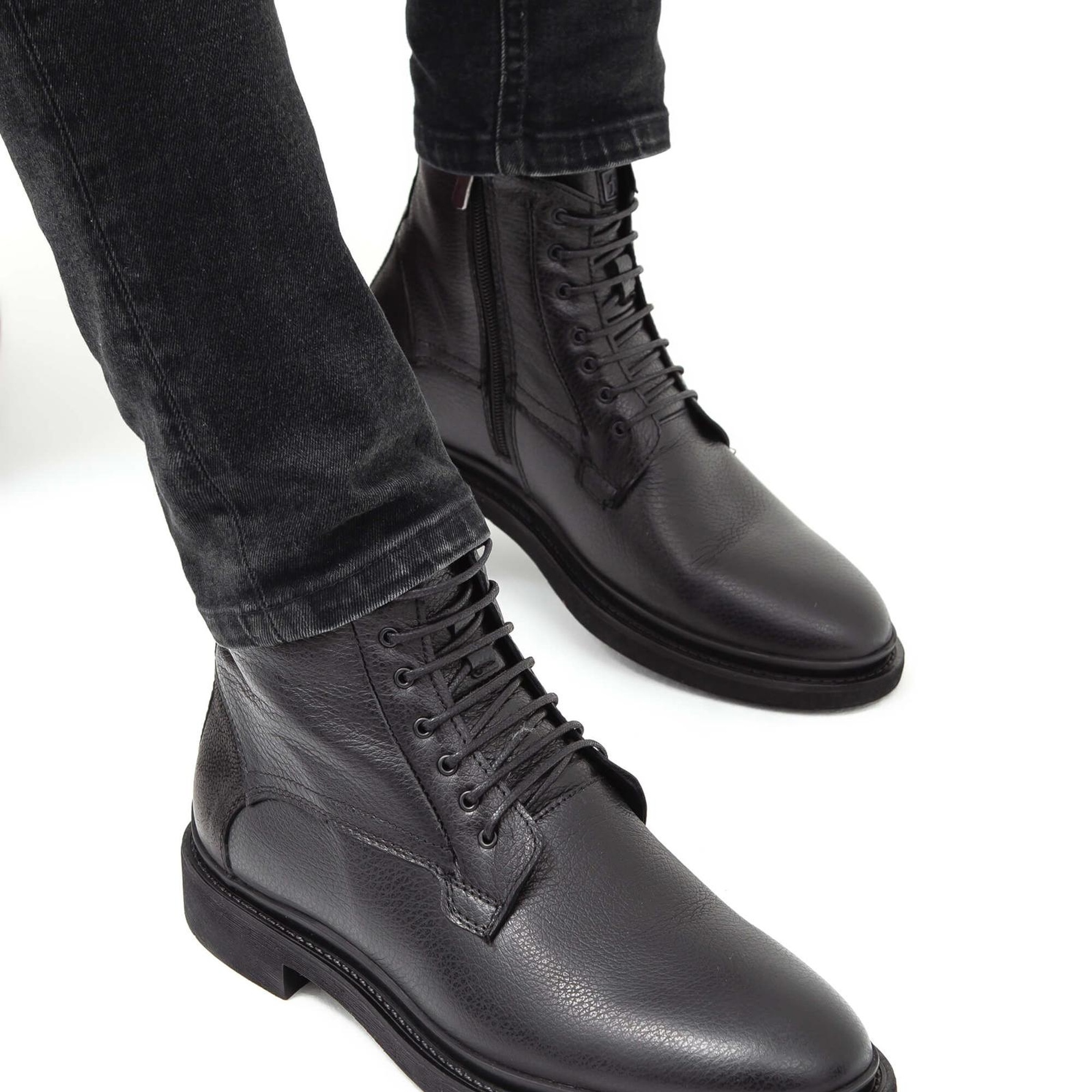 Tamer Tanca Erkek Hakiki Deri Siyah POSTAL Bot