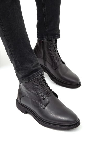  Tamer Tanca Erkek Hakiki Deri Siyah POSTAL Bot