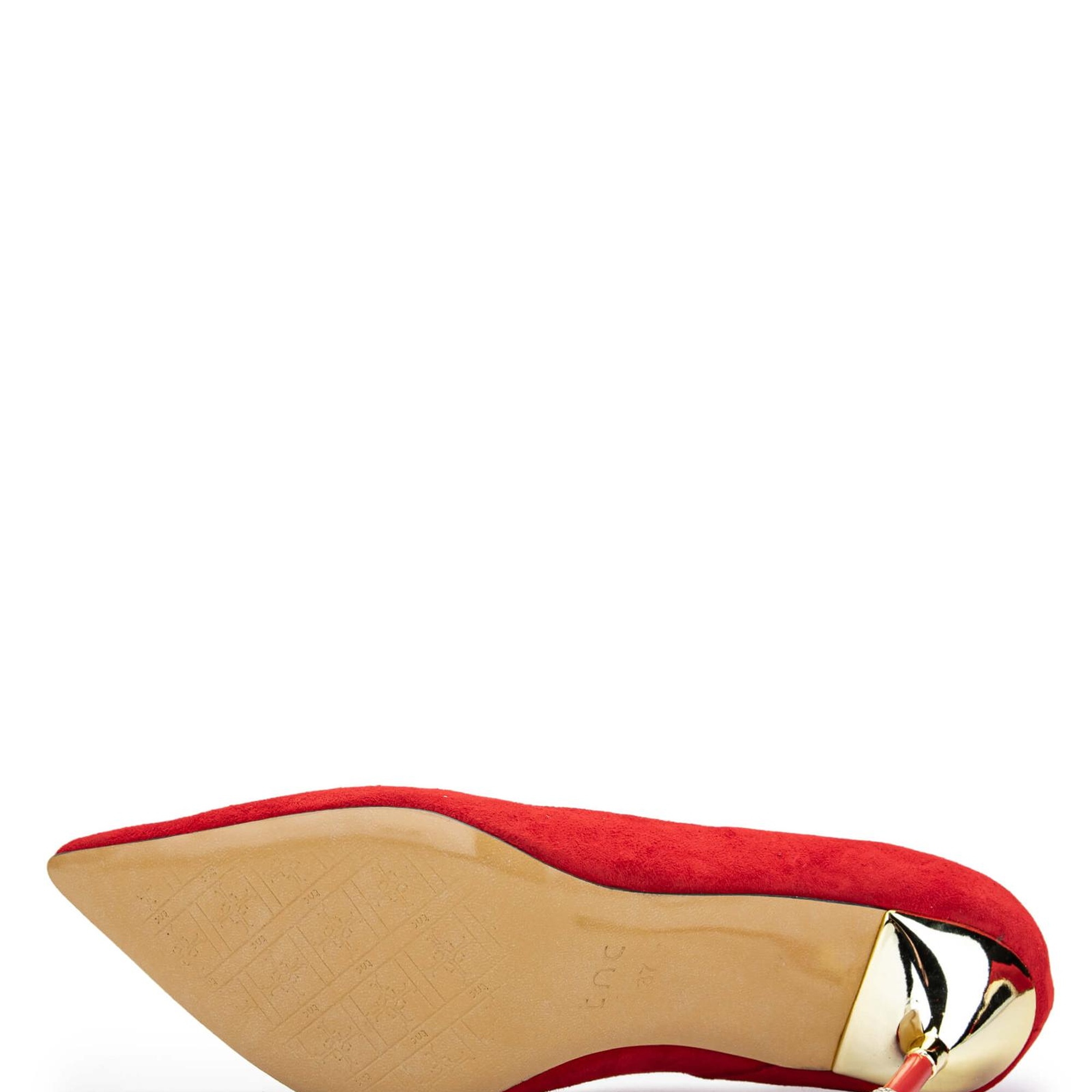 Tamer Tanca Kadın Hakiki Deri Kırmızı Süet Topuklu Ayakkabı