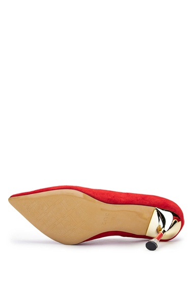  Tamer Tanca Kadın Hakiki Deri Kırmızı Süet Topuklu Ayakkabı