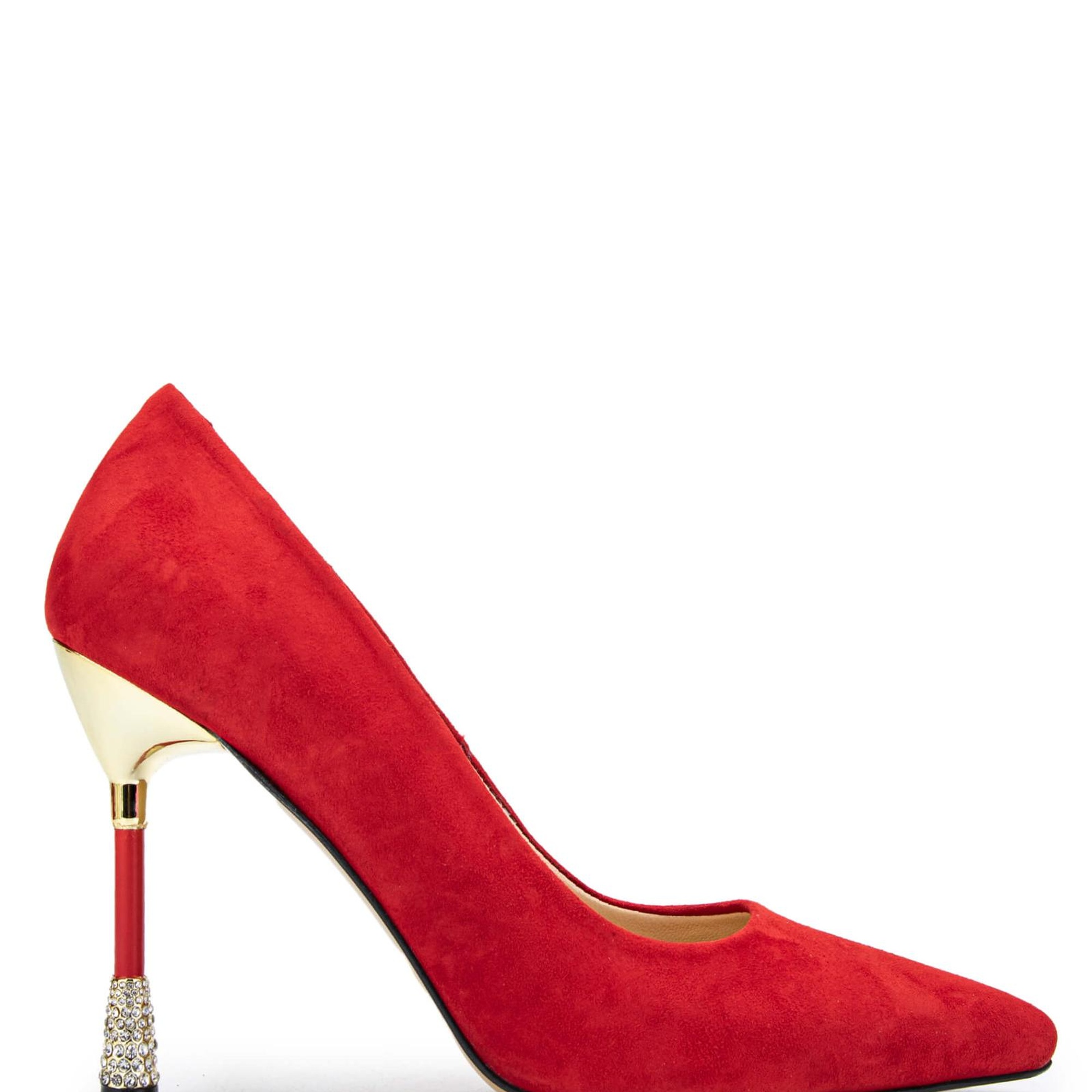 Tamer Tanca Kadın Hakiki Deri Kırmızı Süet Topuklu Ayakkabı