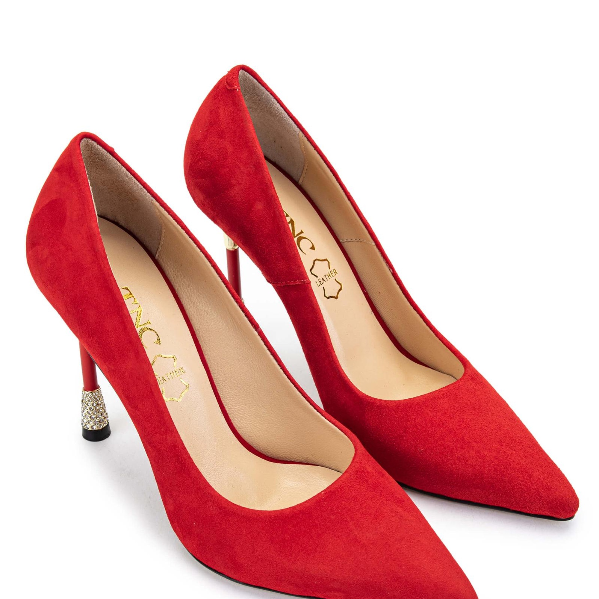 Tamer Tanca Kadın Hakiki Deri Kırmızı Süet Topuklu Ayakkabı