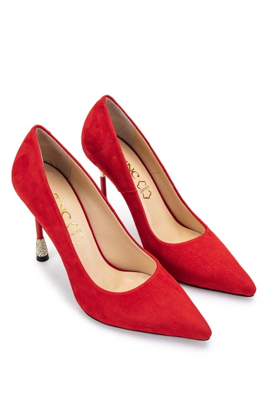  Tamer Tanca Kadın Hakiki Deri Kırmızı Süet Topuklu Ayakkabı