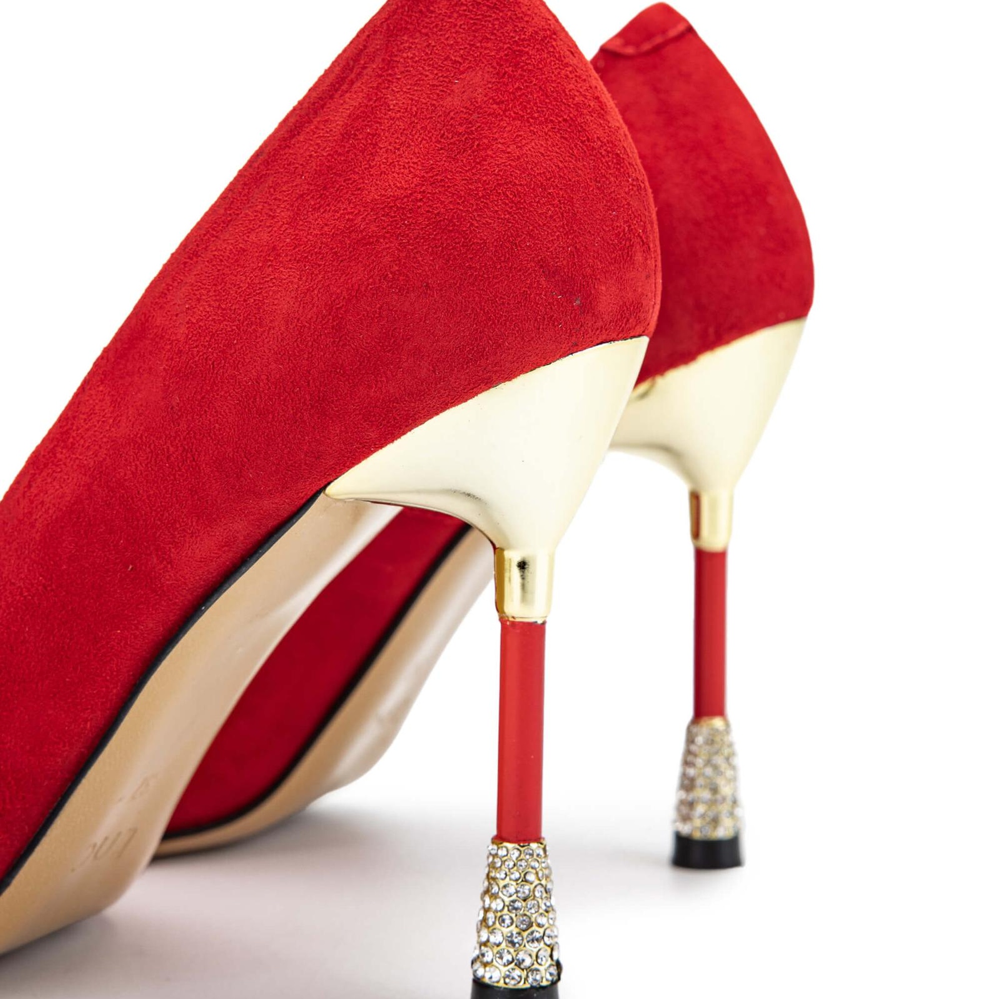 Tamer Tanca Kadın Hakiki Deri Kırmızı Süet Topuklu Ayakkabı