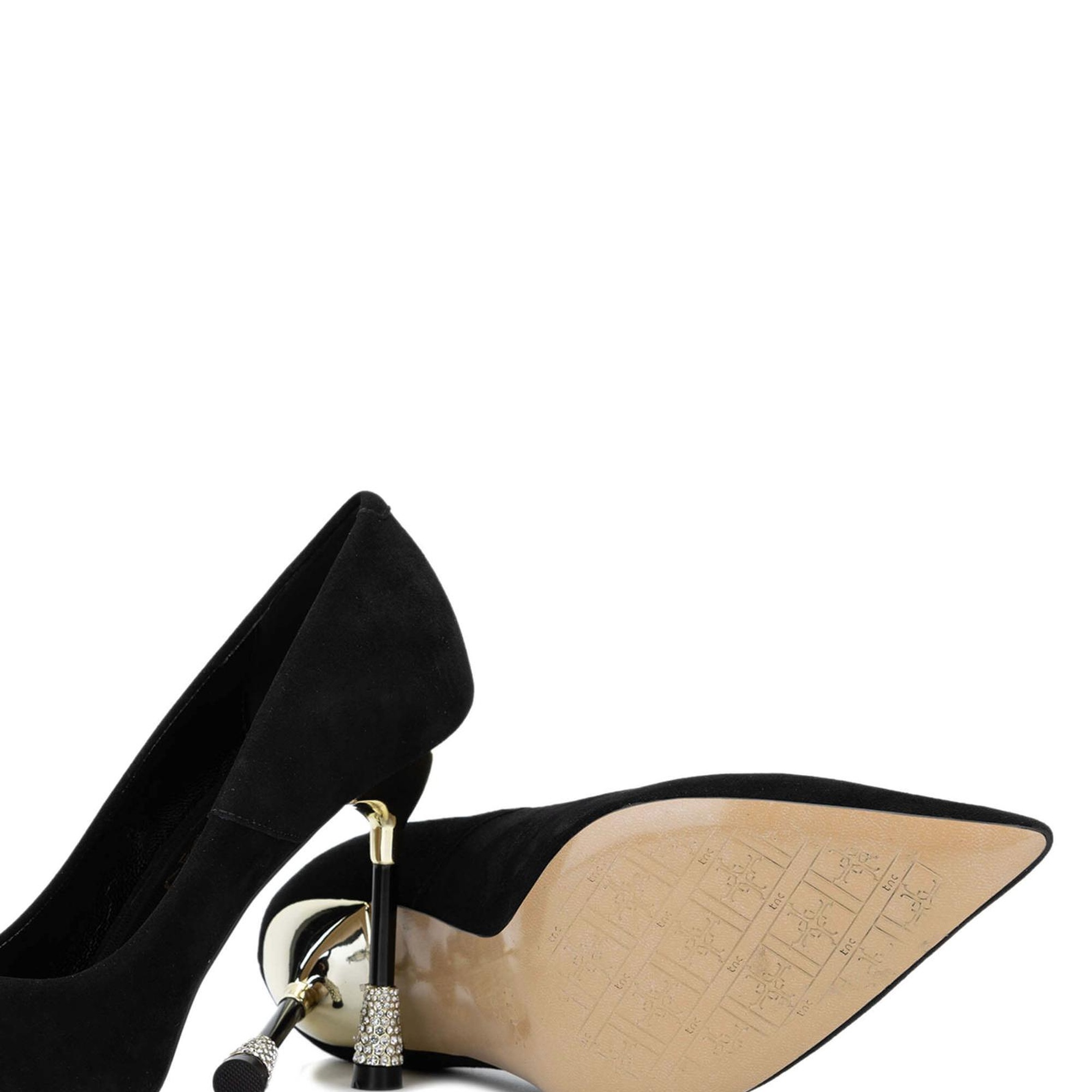 Tamer Tanca Kadın Hakiki Deri Siyah Süet Topuklu Ayakkabı