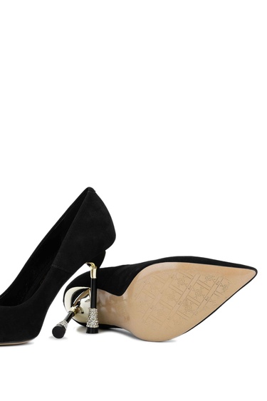  Tamer Tanca Kadın Hakiki Deri Siyah Süet Topuklu Ayakkabı