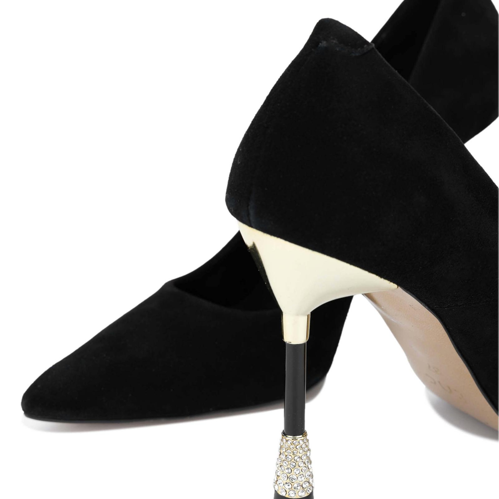 Tamer Tanca Kadın Hakiki Deri Siyah Süet Topuklu Ayakkabı