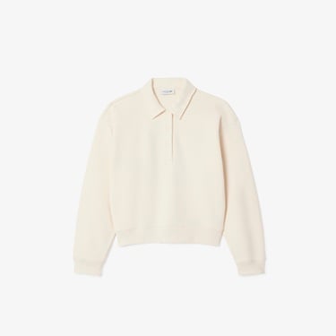  Lacoste Kadın Relaxed Fit Polo Yaka Krem Sweatshirt