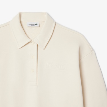  Lacoste Kadın Relaxed Fit Polo Yaka Krem Sweatshirt