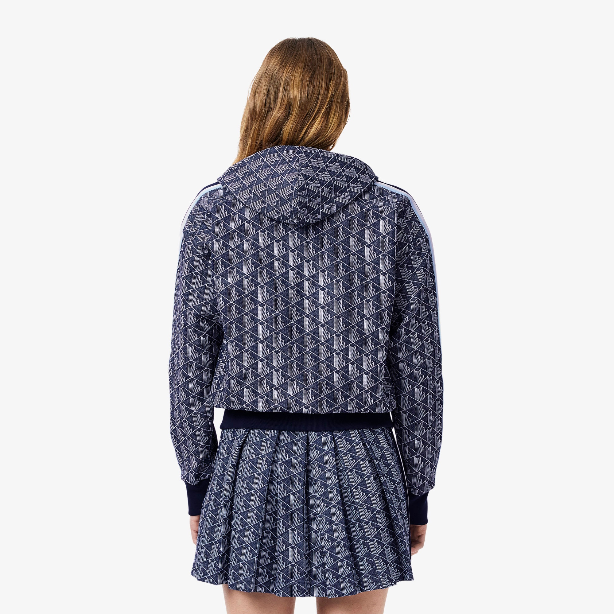 Lacoste Kadın Regular Fit Kapüşonlu Monogram Lacivert Sweatshirt