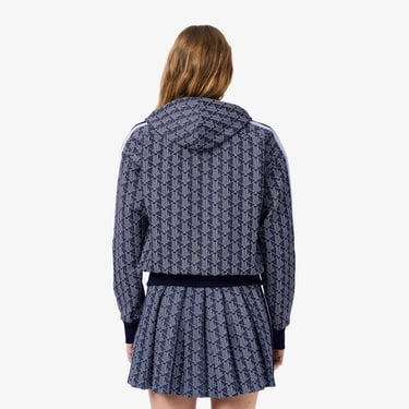  Lacoste Kadın Regular Fit Kapüşonlu Monogram Lacivert Sweatshirt