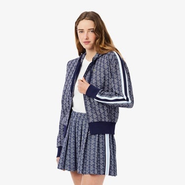  Lacoste Kadın Regular Fit Kapüşonlu Monogram Lacivert Sweatshirt