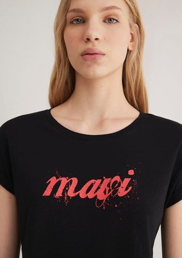  Mavi Mavi Logo Baskılı Siyah Tişört Loose Fit / Bol Rahat Kesim 166422-900
