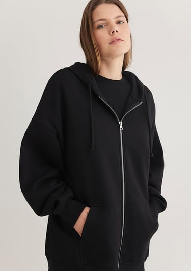  Mavi Kapüşonlu Fermuarlı Siyah Sweatshirt 1610221-900