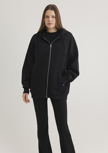  Mavi Kapüşonlu Fermuarlı Siyah Sweatshirt 1610221-900