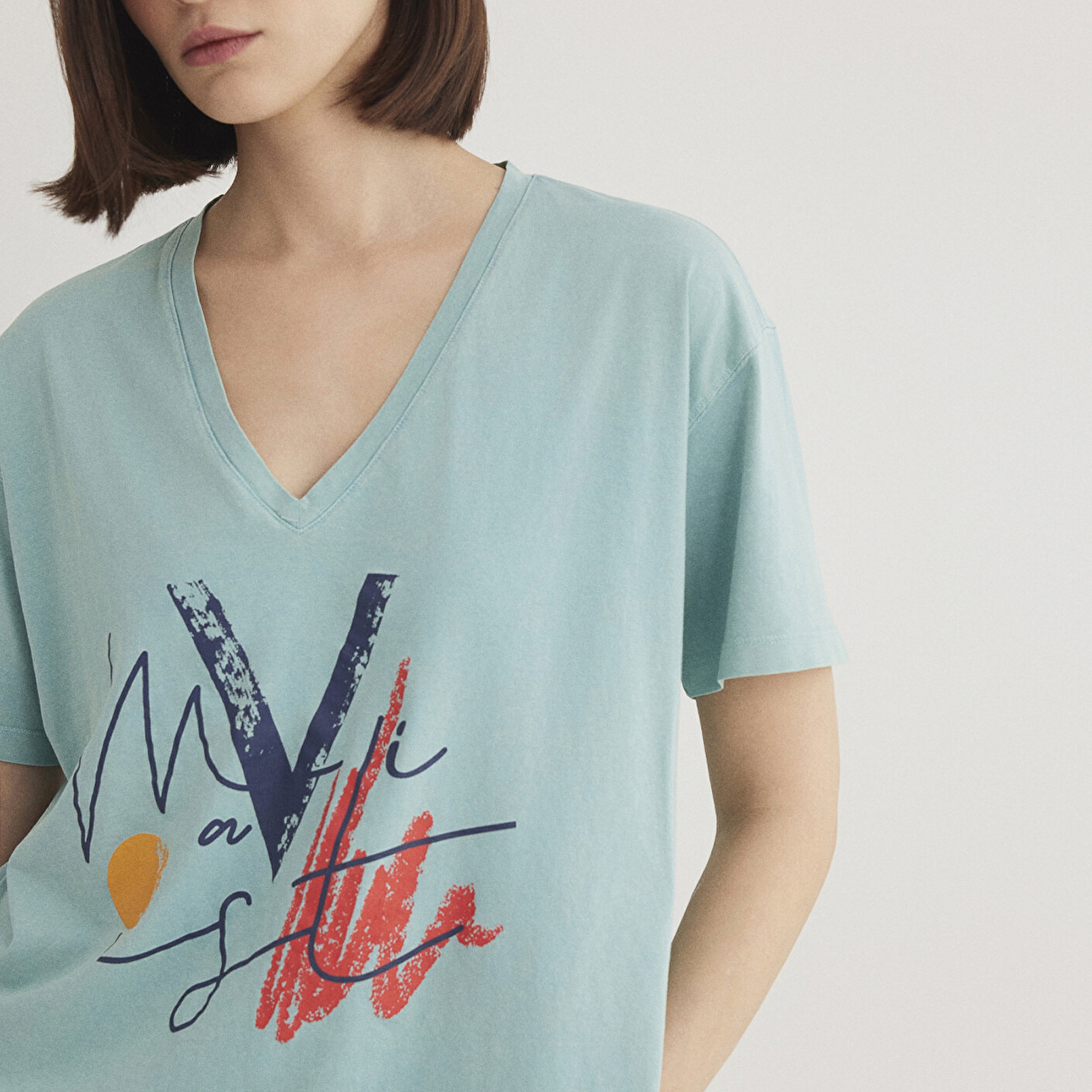 Mavi Mavi Baskılı İstanbul Tişört Loose Fit / Bol Rahat Kesim 1601176-34078