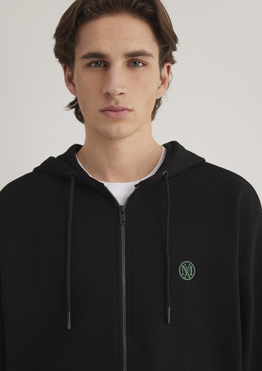  Mavi Mavi Logolu Kapüşonlu Fermuarlı Siyah Sweatshirt 066979-900