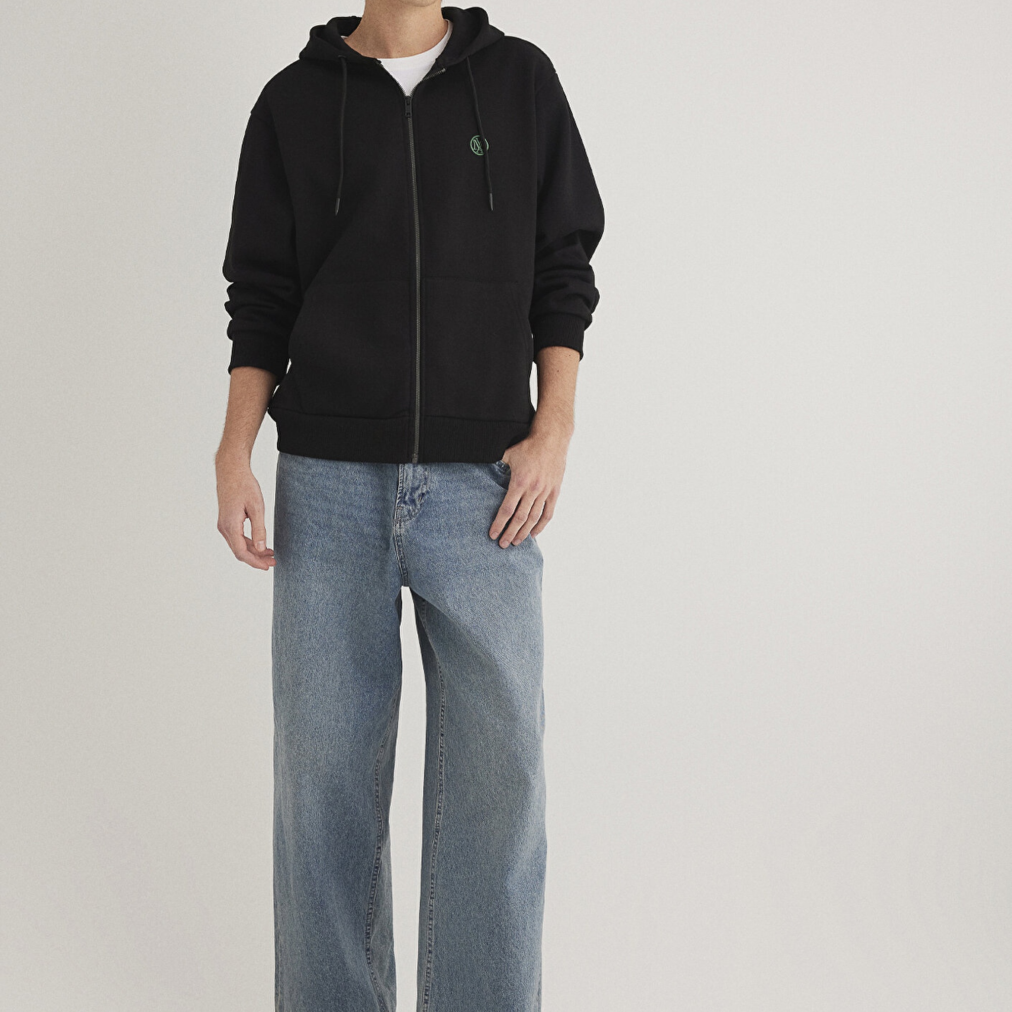 Mavi Mavi Logolu Kapüşonlu Fermuarlı Siyah Sweatshirt 066979-900