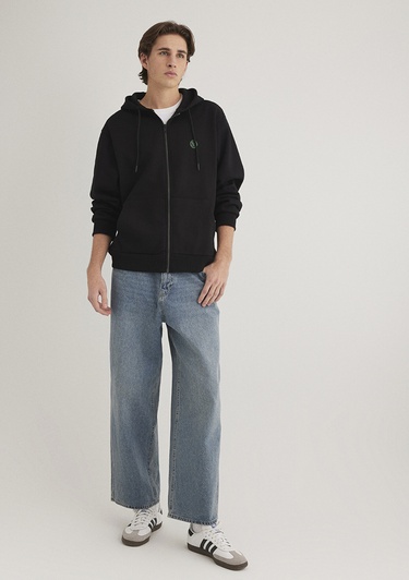  Mavi Mavi Logolu Kapüşonlu Fermuarlı Siyah Sweatshirt 066979-900