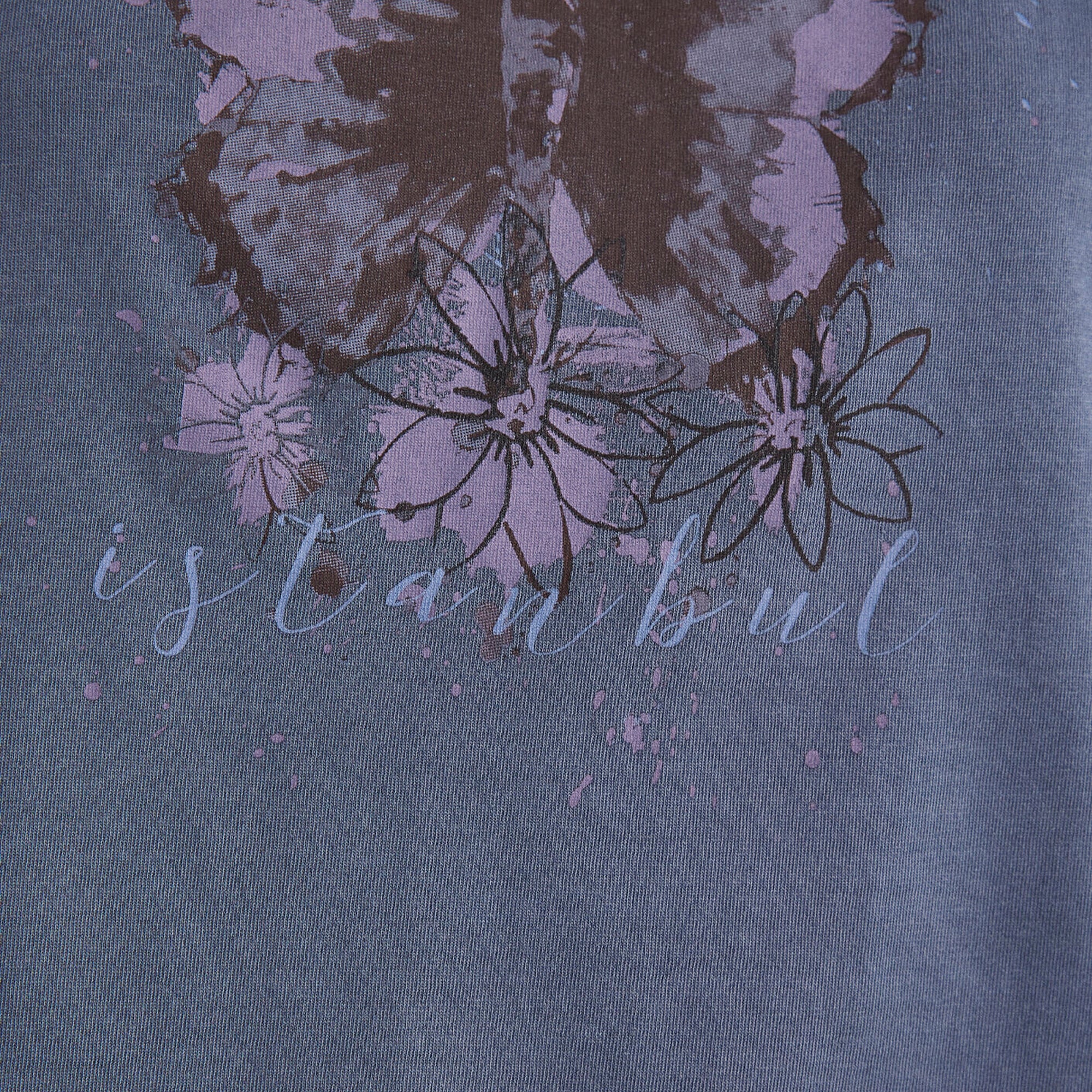 Mavi Kelebek Baskılı Lacivert İstanbul Tişört Regular Fit / Normal Kesim 168571-30233