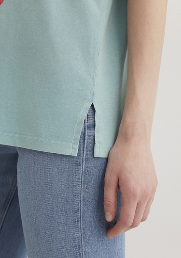  Mavi Mavi Baskılı İstanbul Tişört Loose Fit / Bol Rahat Kesim 1601176-34078