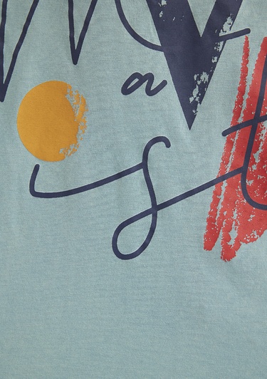  Mavi Mavi Baskılı İstanbul Tişört Loose Fit / Bol Rahat Kesim 1601176-34078